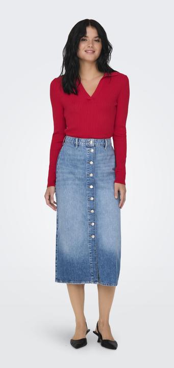 Produktbild Only Normal geschnitten Polokragen Gerippte Ärmelbündchen Gestricktes Poloshirt Strickpullover (L)