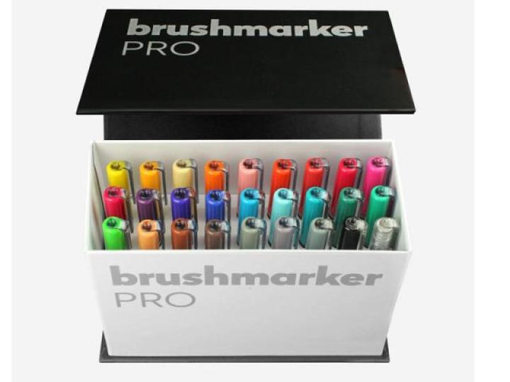 Produktbild Karin Brush Marker Pro Mini Box (M, Magenta Red, Cerise, Soft Peach, Gold, Amber, Orange red, Red, Canary, Almond, 27 x)