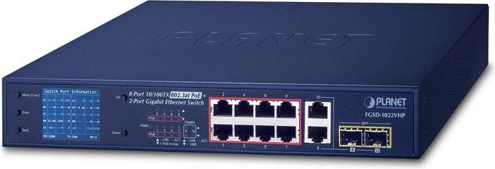 Image du produit Planet 8 ports 10/100TX 802.3at PoE (8 Ports)