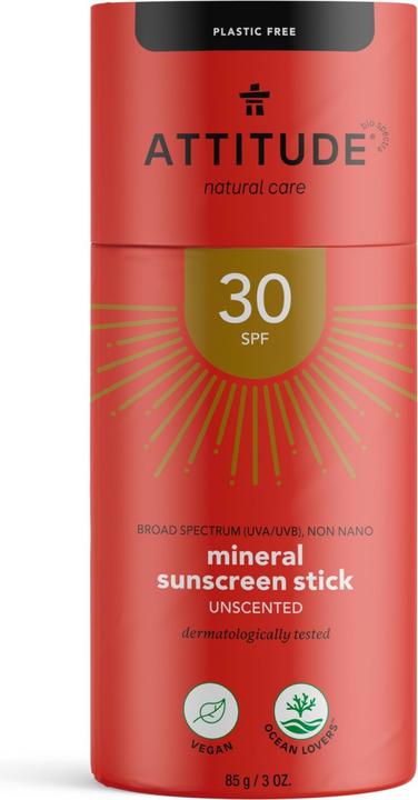 Attitude Stift unparfürmiert (Sonnencreme, SPF 30, 85 ml, 120 g)