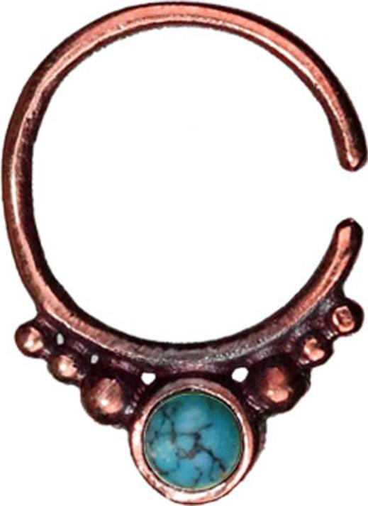 Star Piercing Micro Piercing Ring rosegold rund Kugelrand mit Türkis Stein (Bronze, ohne Messing)