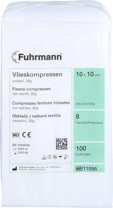 Produktbild Fuhrmann Vlieskompressen 10x10cm 8lagig 30gr unsteril, 100 St KOM