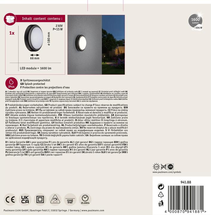 Productafbeelding Paulmann Buiten (1500 lm, IP54)