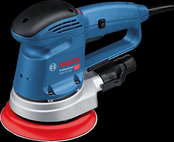 Image du produit Bosch Professional Ponceuse excentrique GEX 34-150, plateau de ponçage, 1 x poussière de papier, 1 x roue d'aspiration. (Ponceuse excentrique, 340 W)