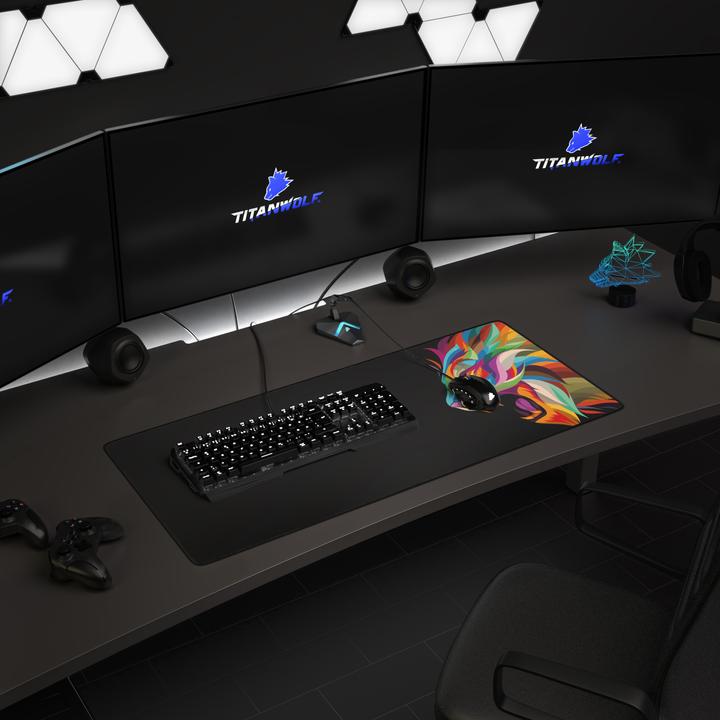 Immagine prodotto Titanwolf Tappetino per mouse da gioco, 900 x 400 mm XXL, migliora la precisione e la velocità, colore Lion 2 (XXL)