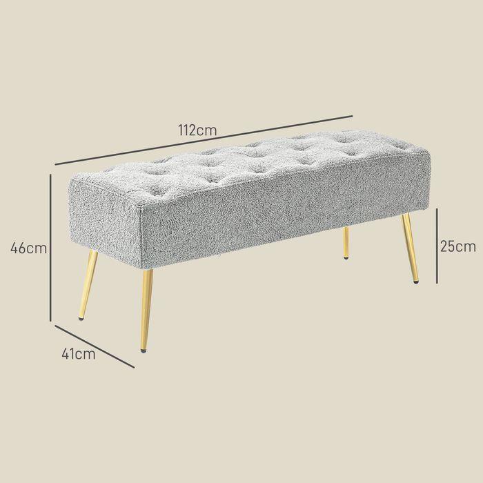 Produktbild Swisshandel24 Sitzbank, Lammwolle-Optik, Stahlbeine, 112x41x46cm, Grau (112 cm)