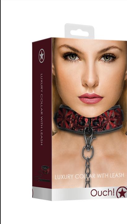 Actual product image Ouch! Luxury Collar with Leash - Burgundy