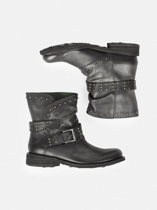 Actual product image Felmini GREDO D905 biker boots with decorative studs along the shaft and buckled straps, with a four-point (38)