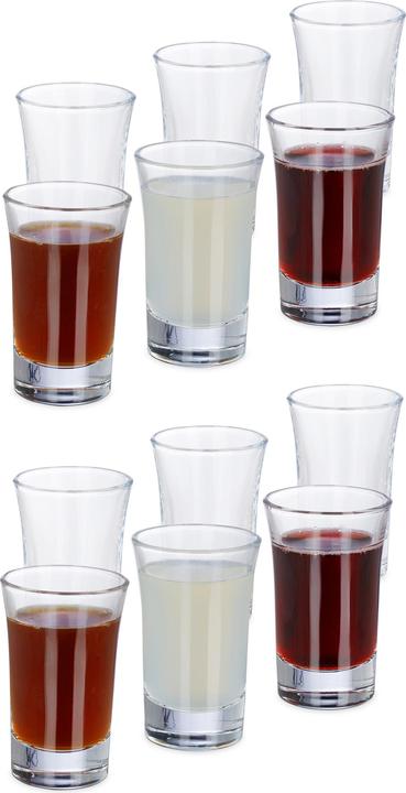 Image du produit Relaxdays Verres à liqueur, lot de 12 (0.40 dl, 12 x, Verre à fusil)
