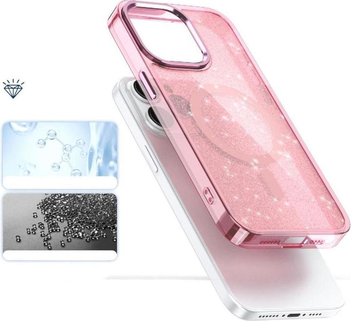 Actual product image Hurtel Glitter Case MagSafe for iPhone 16 Pro Max - pink with glitter (Apple iPhone 16 Pro Max)