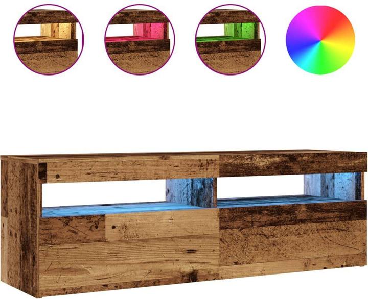 Produktbild VidaXL TV Schrank Lowboard Fernsehschrank Fernsehtisch mit LED Altholz-Optik (120 x 35 x 40 cm)
