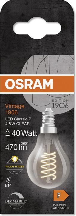 Productafbeelding Ledvance LED druppellamp (E14, 4.80 W, 470 lm, 1 x, F)