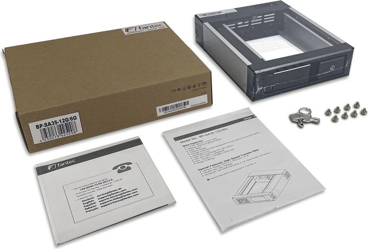 Image du produit Fantec BP-SA35-12G/6G SAS 12G + SATA 6G châssis amovible pour un disque dur 3,5 pouces de 8,89 cm dans un
