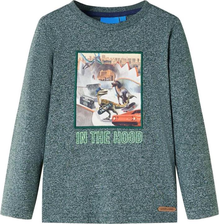 Immagine prodotto VidaXL Camicia a maniche lunghe per bambini verde scuro melange 116,Materiale: 50 (116)