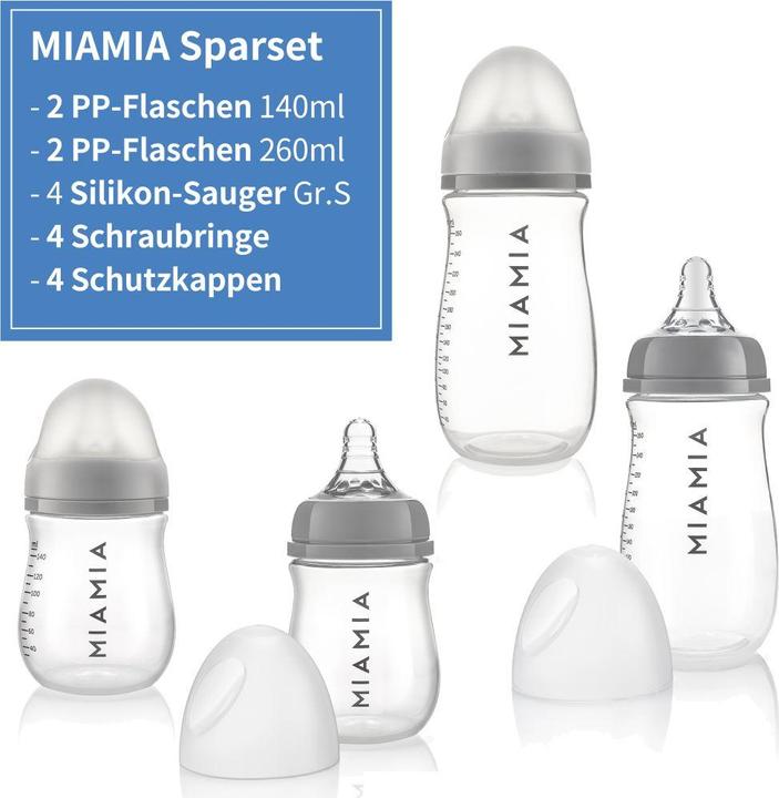 Actual product image MiaMia Baby bottles PP bottle 4-pack 140 ml & 260 ml + silicone teat (260 ml)