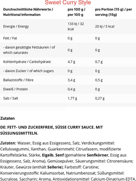 Nährwerte und Zutaten Inlead Classic Sauce (350 g)