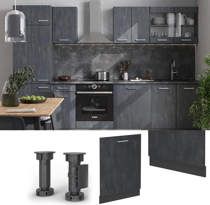 Produktbild Vichy Geschirrspülblende R-Line, Schwarz Beton/Anthrazit, 60 cm ohne Arbeitsplatte