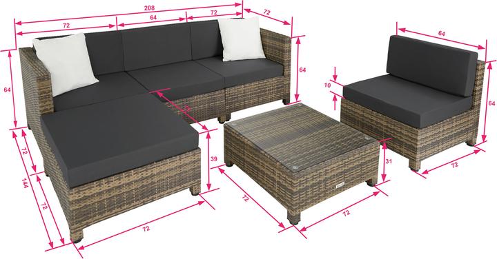 Produktbild tectake Rattan Lounge