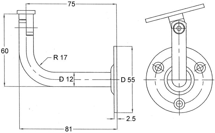 Actual product image Webi Handrail supports (Galvanised steel)