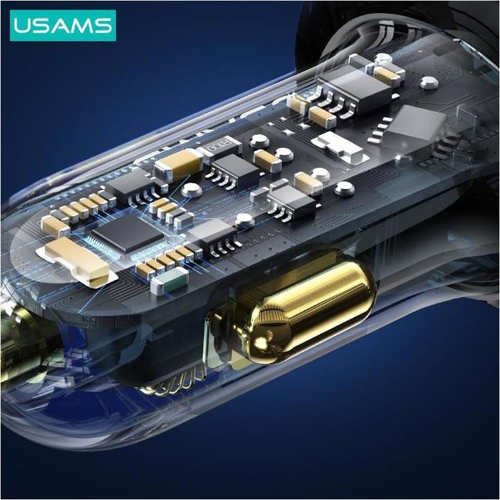Actual product image Usams Ład. sam. 1xUSB-C 2xUSB-A 125W Fast Charge transparent black CC158CC01 (US-CC158)