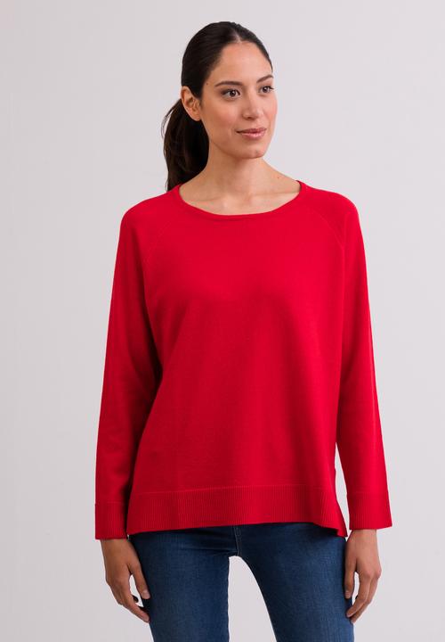 Cash-Mere Kaschmir Rundhals Pullover mit Seitenschlitzen