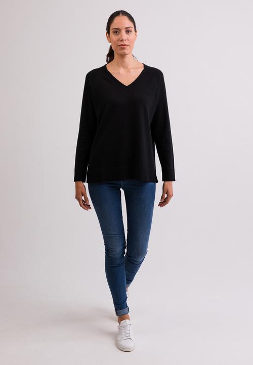Produktbild Cash-Mere Kaschmir V-Ausschnitt Pullover mit Seitenschlitzen (M)