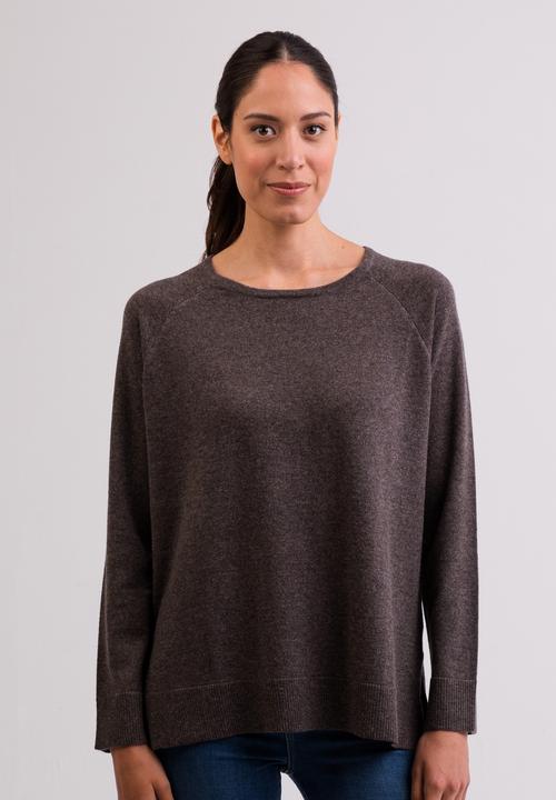 Cash-Mere Kaschmir Rundhals Pullover mit Seitenschlitzen