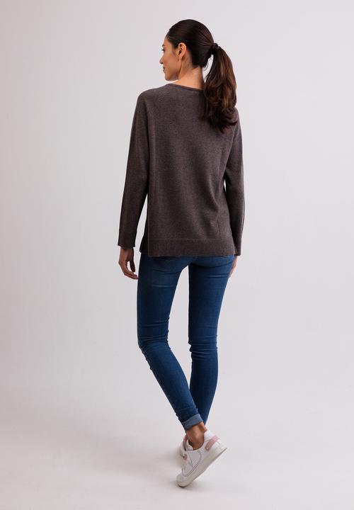 Actual product image Cash-Mere Kaschmir Rundhals Pullover mit Seitenschlitzen (M)
