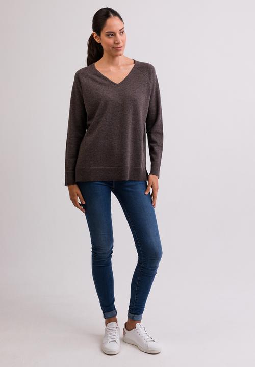Produktbild Cash-Mere Kaschmir V-Ausschnitt Pullover mit Seitenschlitzen (S)