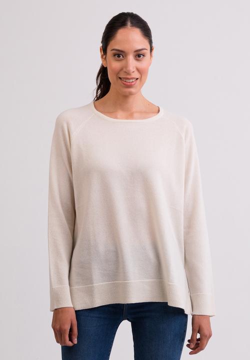Cash-Mere Kaschmir Rundhals Pullover mit Seitenschlitzen