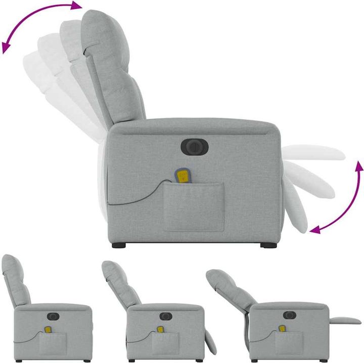 Immagine prodotto VidaXL Poltrona massaggiante elettrica con ausilio per la posizione eretta Tessuto grigio chiaro