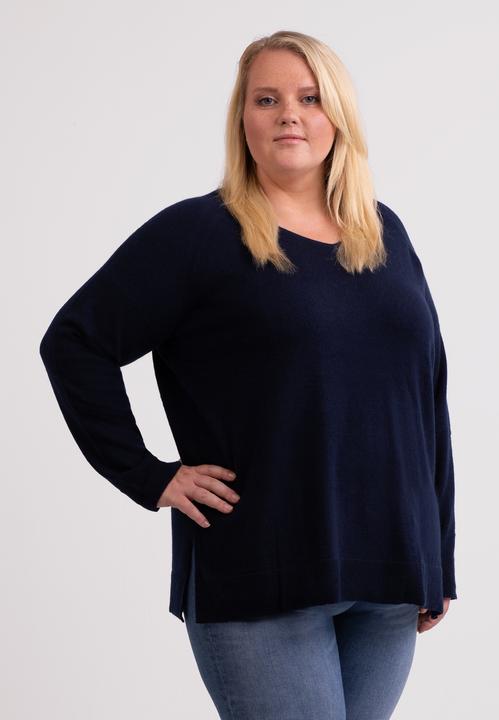 Cash-Mere Kaschmir V-Ausschnitt Pullover mit Seitenschlitzen
