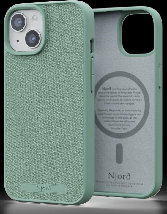 Produktbild Njord Hard-Cover Fabric MagSafe Case Turquoise (Apple iPhone 15, Apple iPhone 13, Apple iPhone 14)