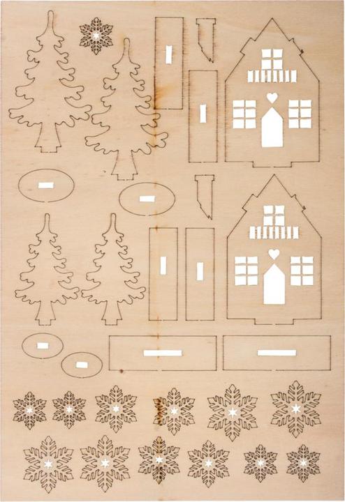 Produktbild Rayher Holzbausatz "Winterhäuser", 31-tlg., Sperrholz