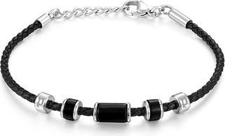Police Shelf - Fashion Leather Bracelet with Onyx Bullion PEAGB0032201