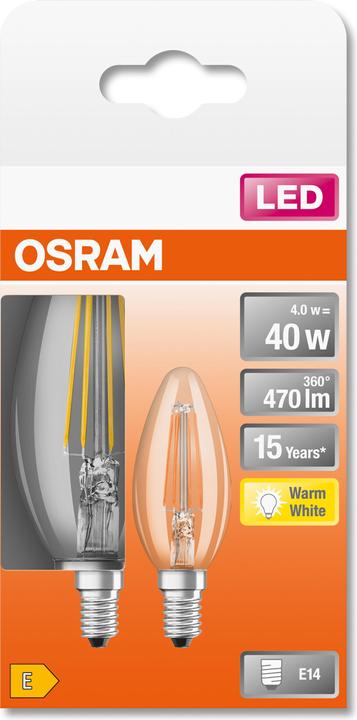 Actual product image Osram Classic B (E14, 4 W, 470 lm, 2 x, E)