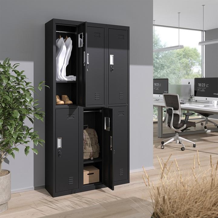 Produktbild Vicco Schliessfachschrank, Schwarz, 90 x 180 cm 6 Fächer