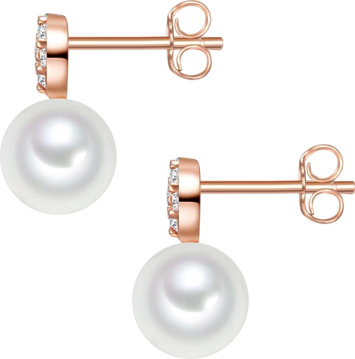 Immagine prodotto Valero Pearls Donna Argento 925 Cubic Zirconia Perla d'acqua dolce coltivata Oro Rosa - 32338 (Perle, Argento 925)