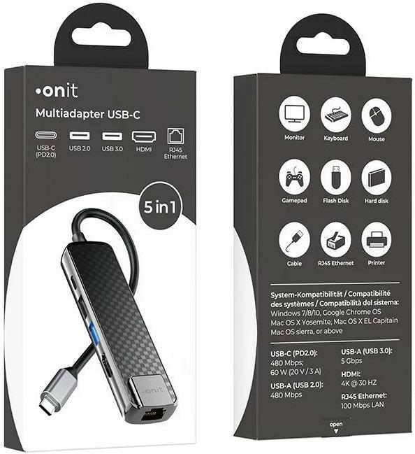 Image du produit Onit Multiadapter (USB-C, 5 Ports)