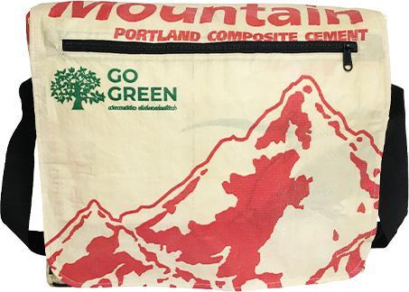 Immagine prodotto Bekos Upcycling - Borsa a tracolla XL realizzata con sacchi di cemento riciclati Montagna