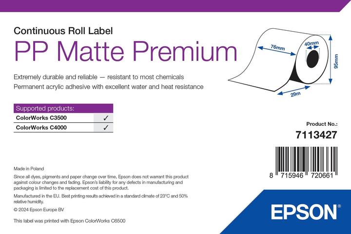 Produktbild Epson Pp Matte Label Prem Continuous (7.60 cm)