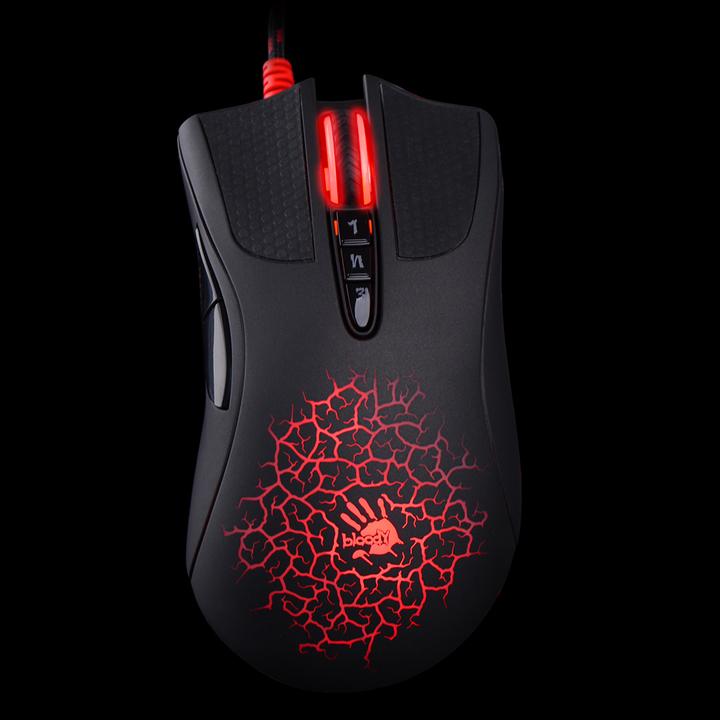 Produktbild A4Tech Bloody A90A Blazing, 6200DPI, optinė, 8kl., su laidu USB, juoda, do gry, V-Track, CORE3 (Kabelgebunden)