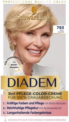 Image du produit Schwarzkopf Diadem, 3in1 couleur de soin crème, coloration pour cheveux 793 blond d'enfer, 1 pièce