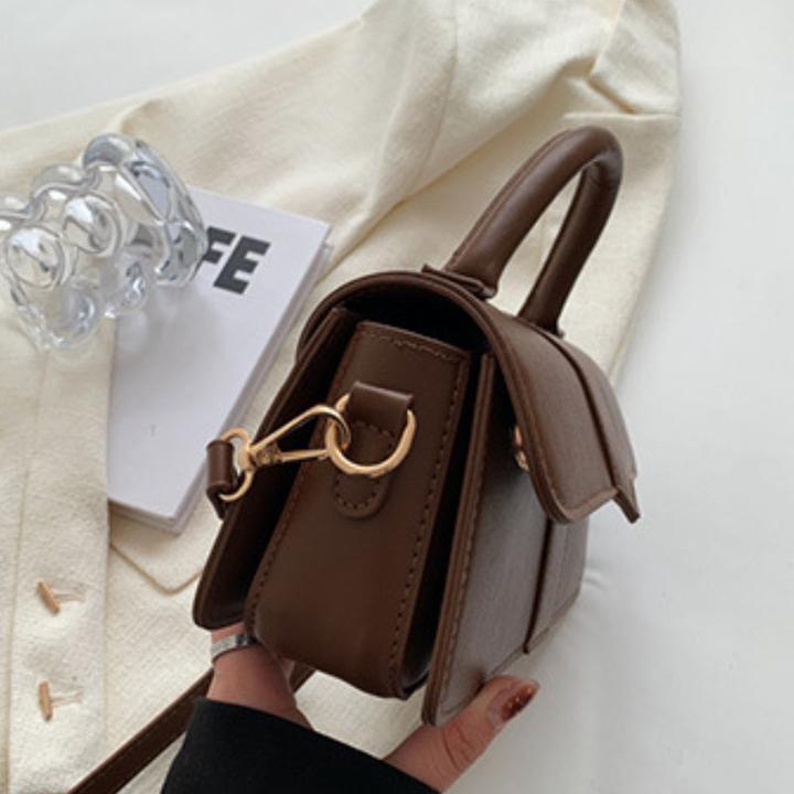 Produktbild Only-Bags.Store Solide Farbe strukturierte Umhängetasche, All-Match Top Handle Geldbörse, PU Leder Handtasche
