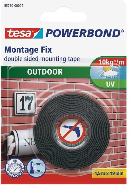 Produktbild tesa doppelseitiges Befestigungsband Powerbond, Outdoor 1,5 m 19 mm (H5575004) (140 mm)