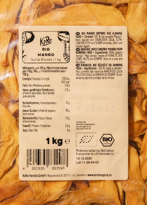 Valori nutrizionali e ingredienti KoRo Mango Brooks (1000 g)