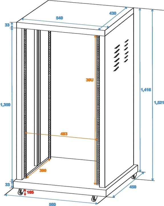 Produktbild Omnitronic SR-19 19 Zoll Rack 30 HE Stahl inkl. Rollen (Universal)