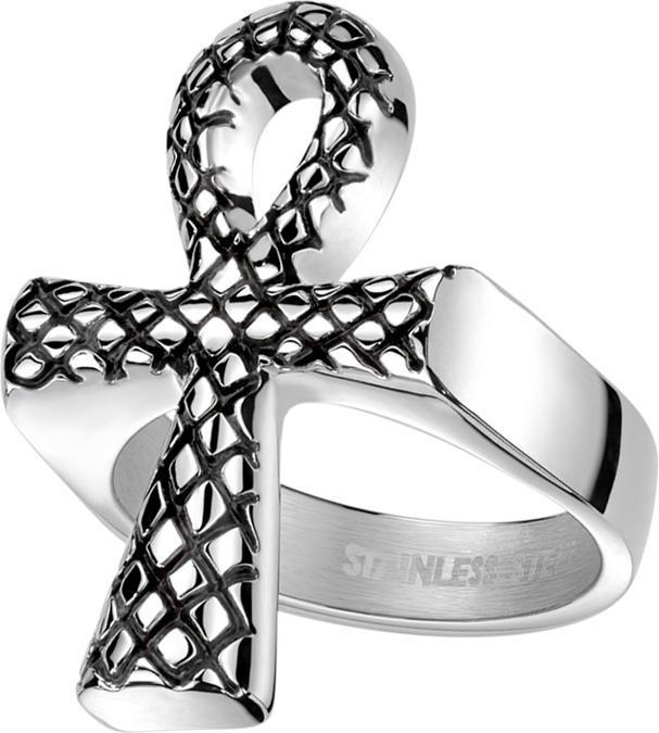 Star Piercing Ring silber Kreuz mit Schlangemuster (Chirurgenstahl 316L, ohne Messing)
