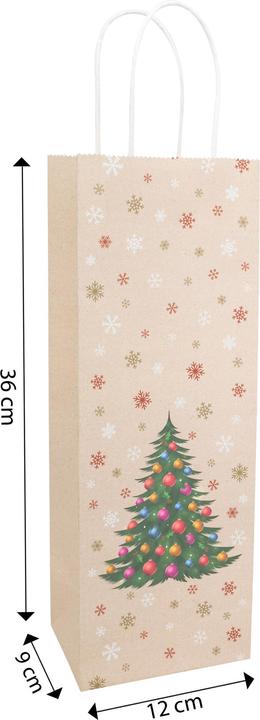 Produktbild Idena Flaschentasche Weihnachten Tannenbaum mehrfarbig 12x9x36cm (Geschenktüte)