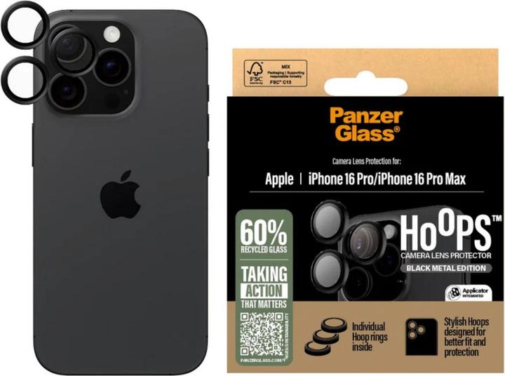 Produktbild PanzerGlass Hoops Camera Lens Protector (1 Stück, Apple iPhone 16 Pro Max, Apple iPhone 16 Pro)